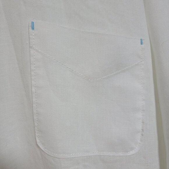 Tommy Bahama 100% Linen Hawaiian Shirt Beach Resortwear White Sz 2XLB Logo EUC - Picture 9 of 9